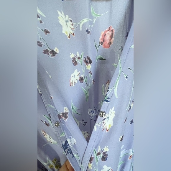 Gilli Lavender Purple Floral Print Surplice Tie Waist 3/4 Sleeve Mini Dress Sz S - Picture 7 of 10